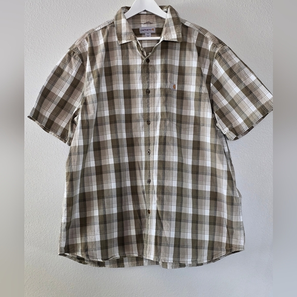 Carhartt Relaxed Fit Button Down Plaid Short Sleeve Shirt Men's Size 2XL - Picture 1 of 4